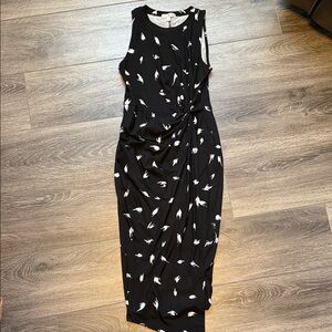Nine Britton Black Midi Dress with White Patterns